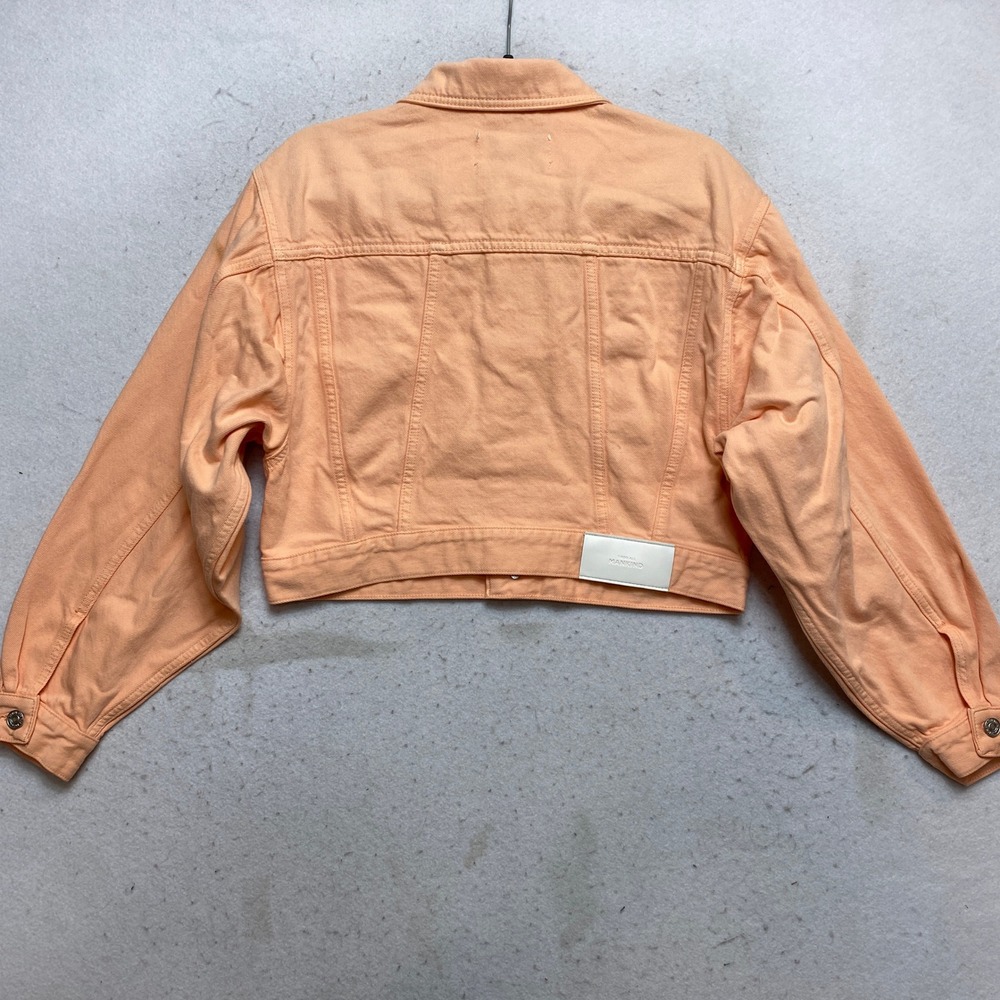 7 For All Mankind Jacket Womens M Peach Cropped Puff Sleeve Button Down - Picture 9 of 10